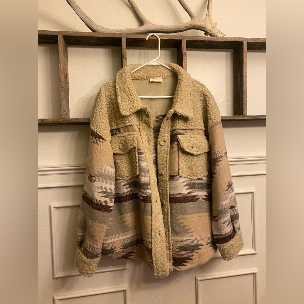 Cozy Tan and Brown Sherpa Jacket